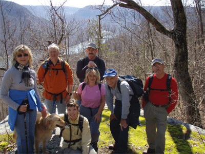 Us hikers on a bluff overlooking the Tennessee River