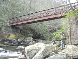 The bridge over South Citico Creek on the North Citico Creek Trail